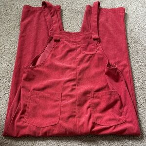 SHEIN Women's Red Corduroy Overalls